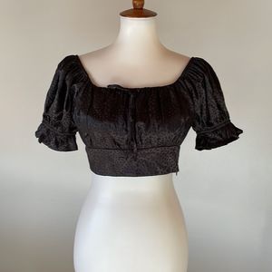 [Nasty Gal] Black Leopard Crop Top - Size Medium NWT